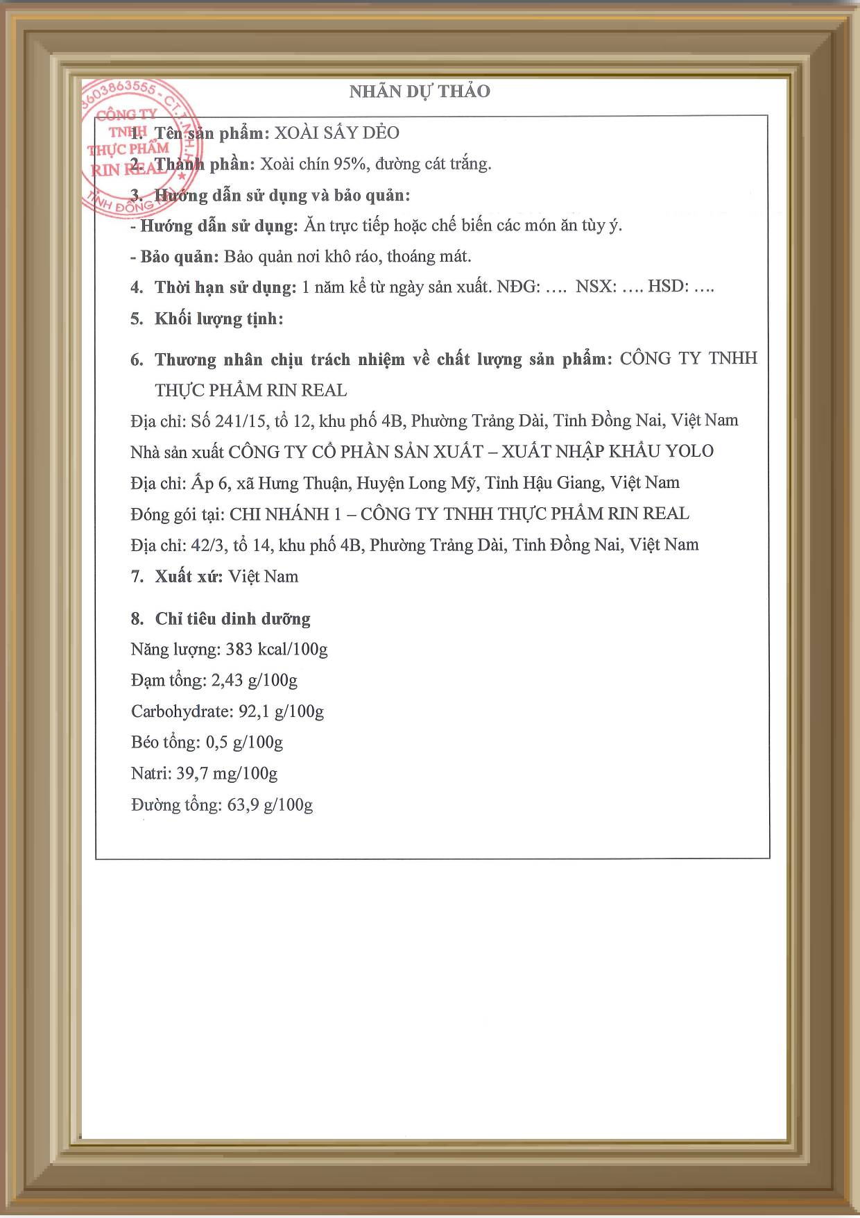 Xoài sấy dẻo